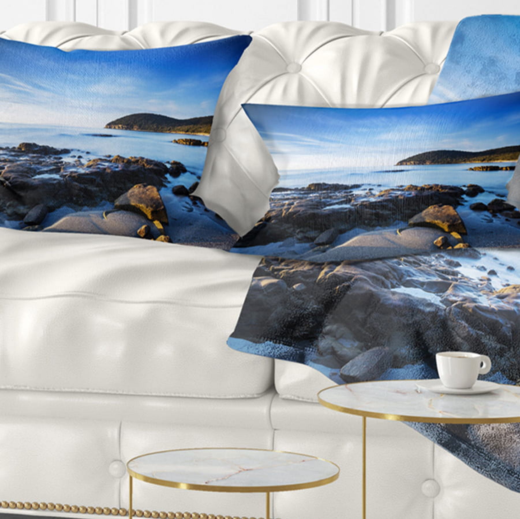 Designart 12" x 20" Blue Polyester Throw Pillow