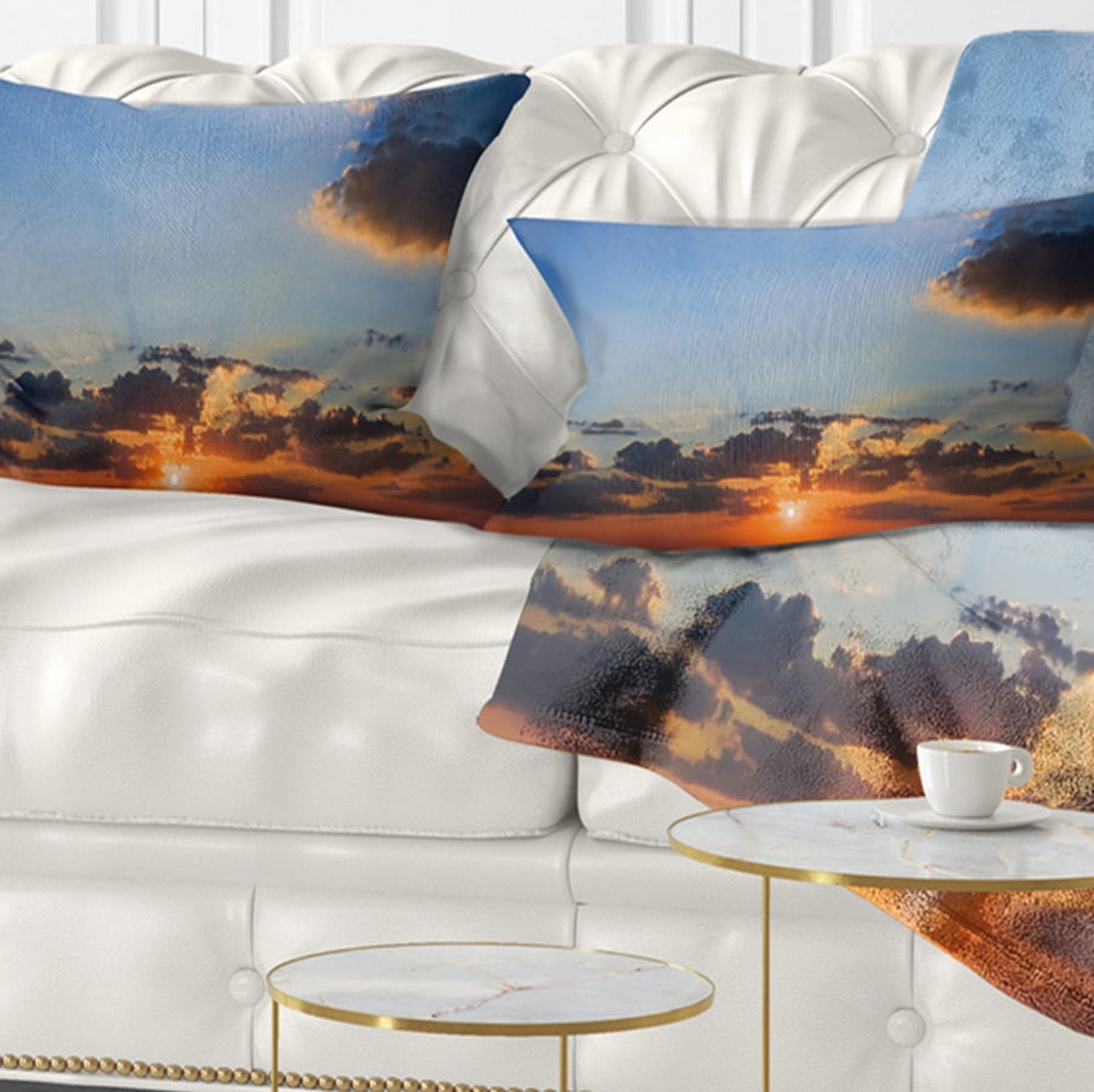 Designart 12" x 20" Blue Polyester Throw Pillow