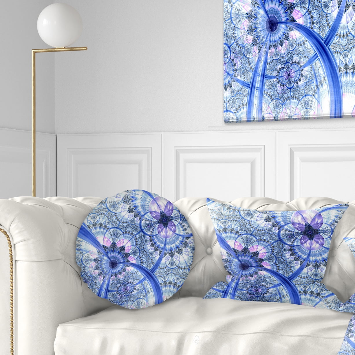 Designart 12" x 20" Blue Polyester Throw Pillow