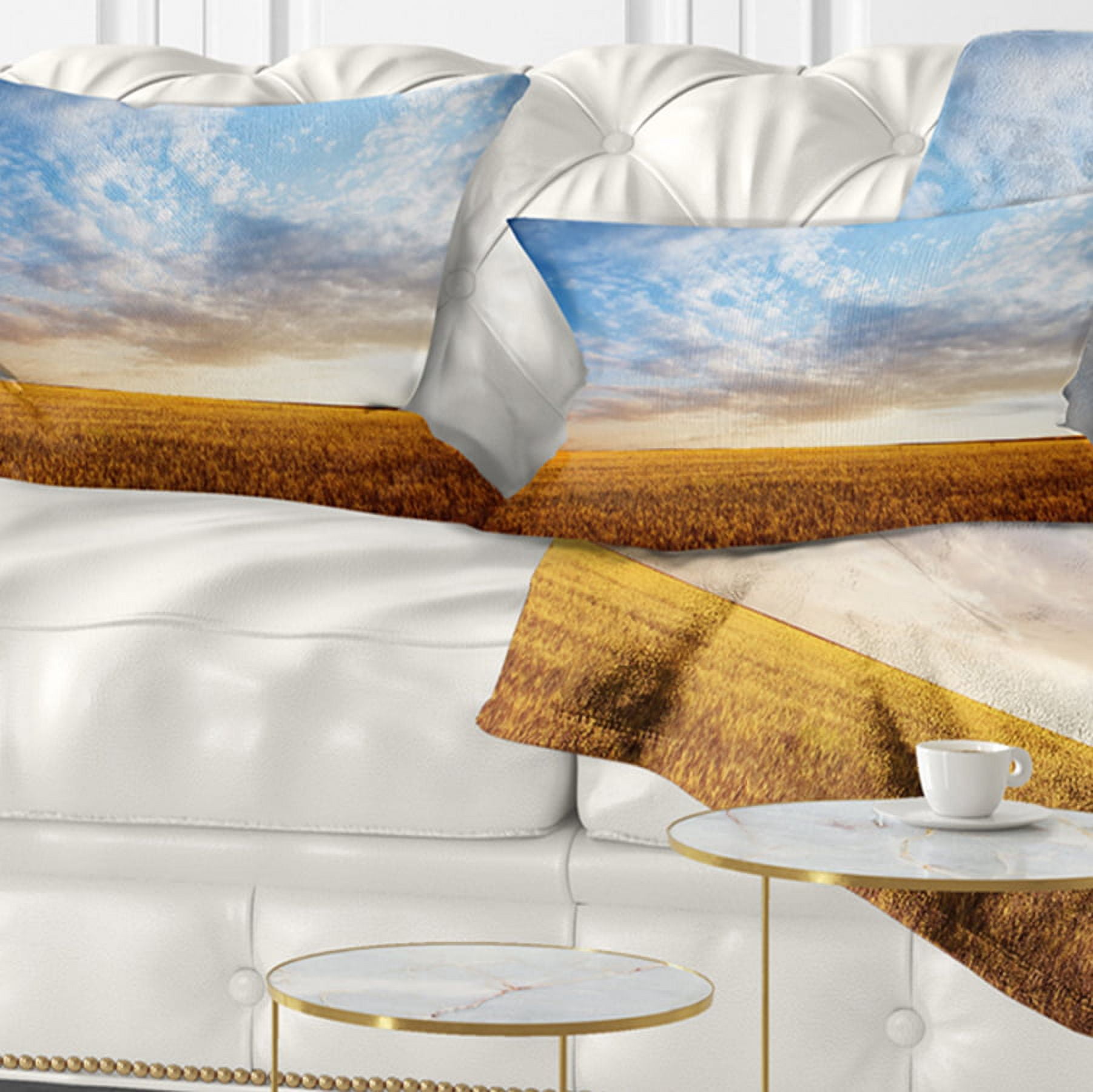 Designart 12" x 20" Blue Polyester Throw Pillow