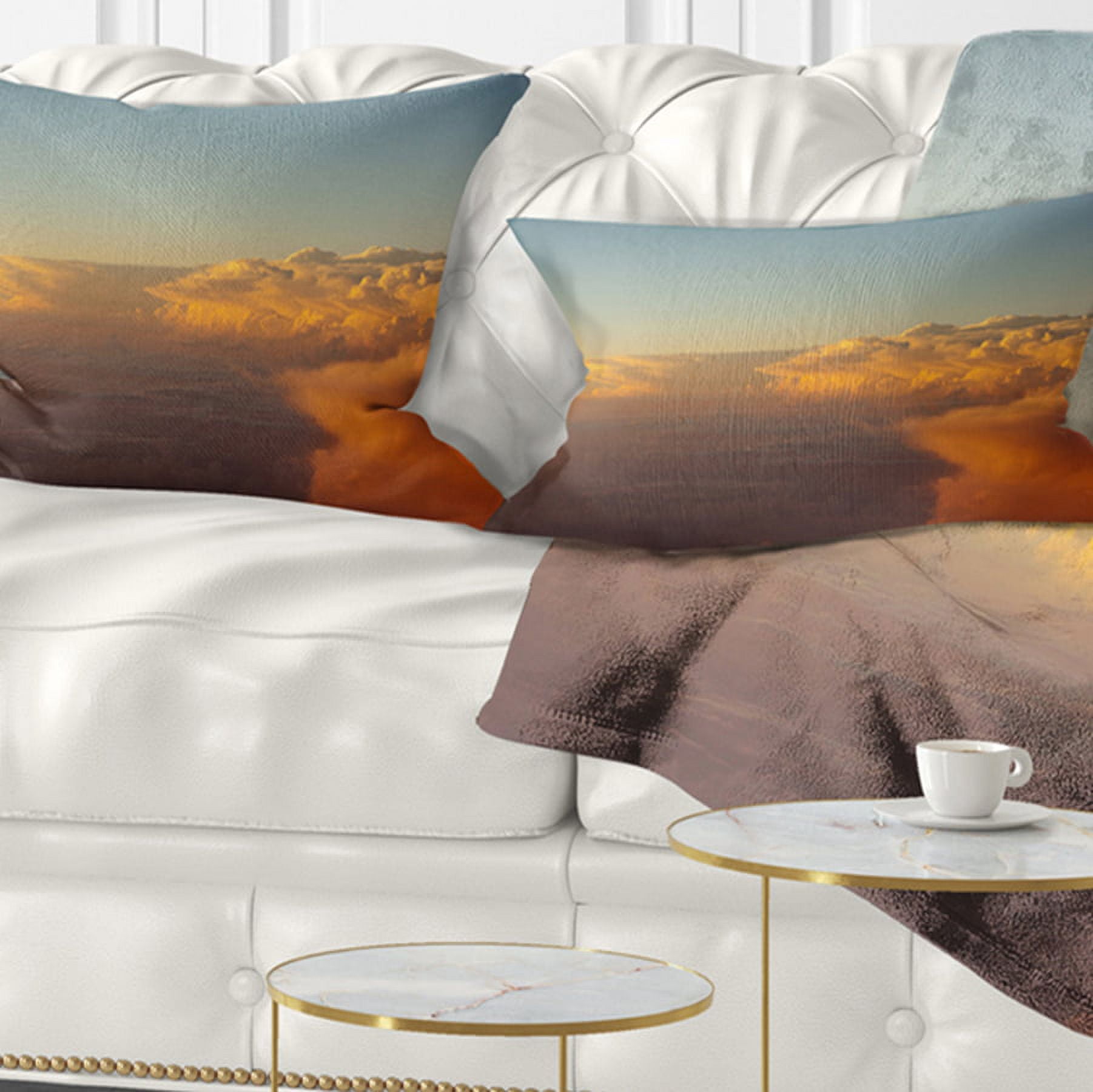 Designart 12" x 20" Blue Polyester Throw Pillow