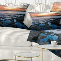 Designart 12" x 20" Blue Polyester Throw Pillow