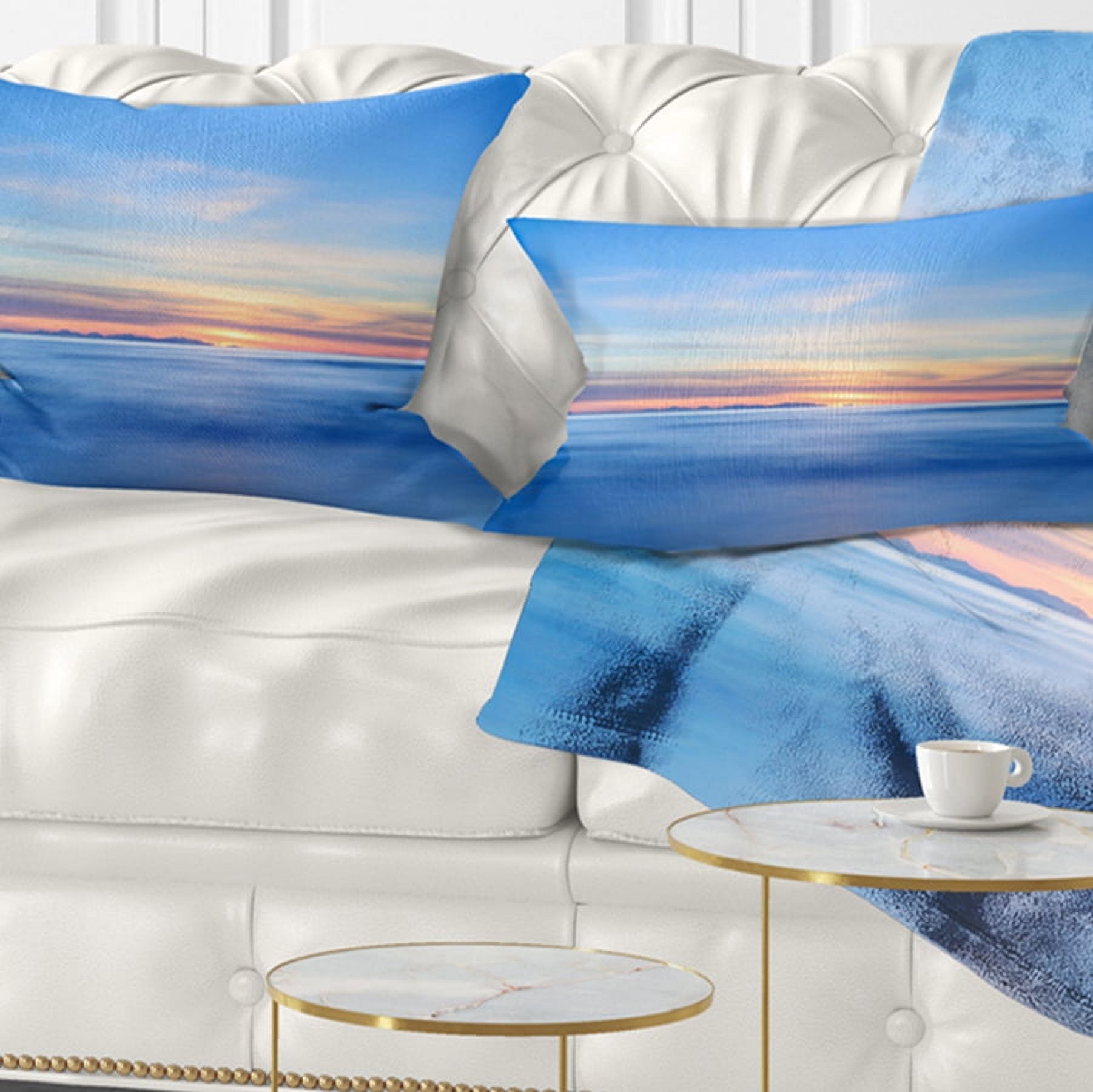 Designart 12" x 20" Blue Polyester Throw Pillow