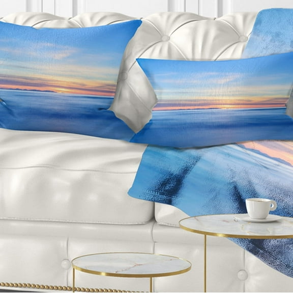 Designart 12" x 20" Blue Polyester Throw Pillow