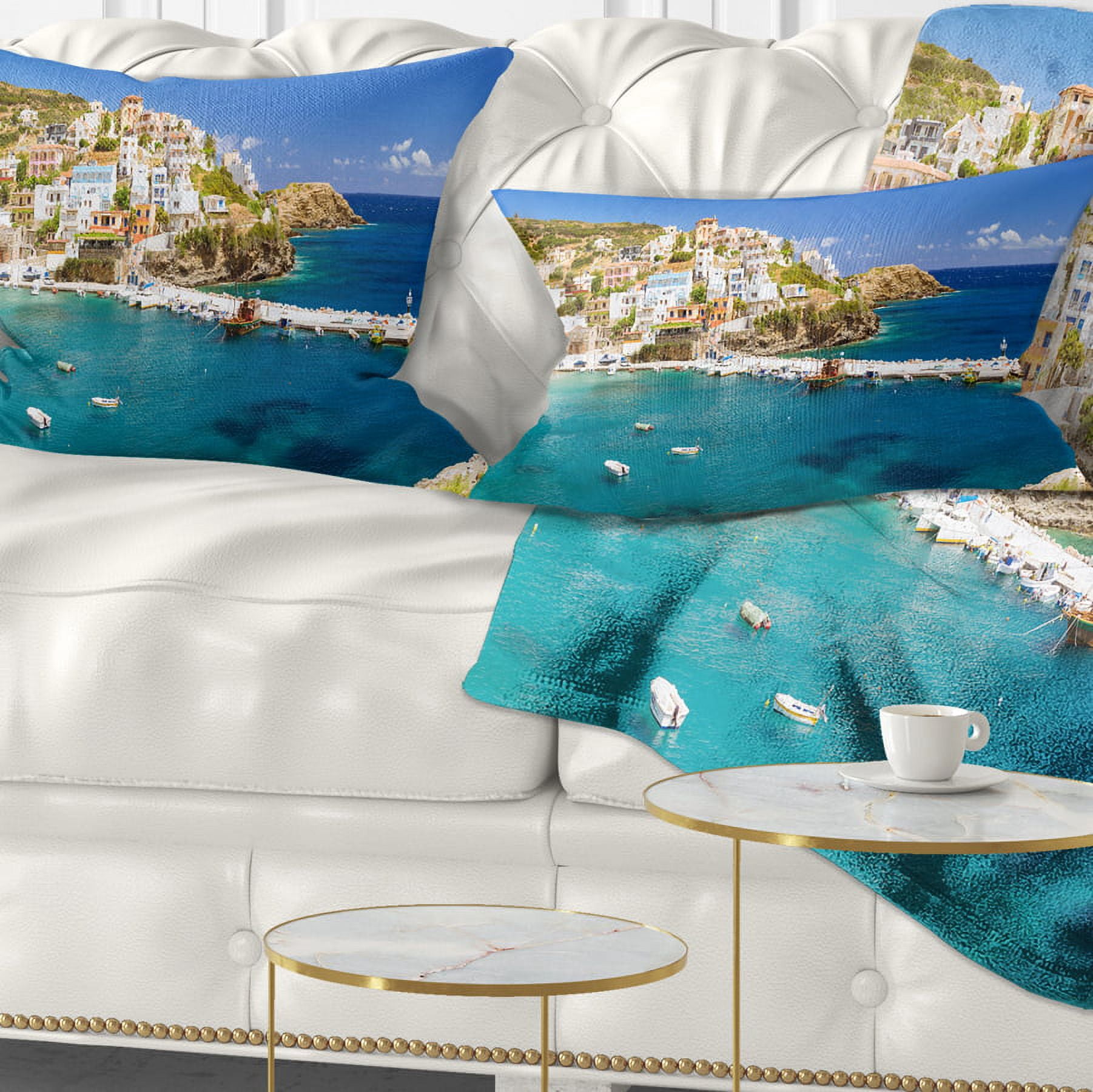 Designart 12" x 20" Blue Polyester Throw Pillow