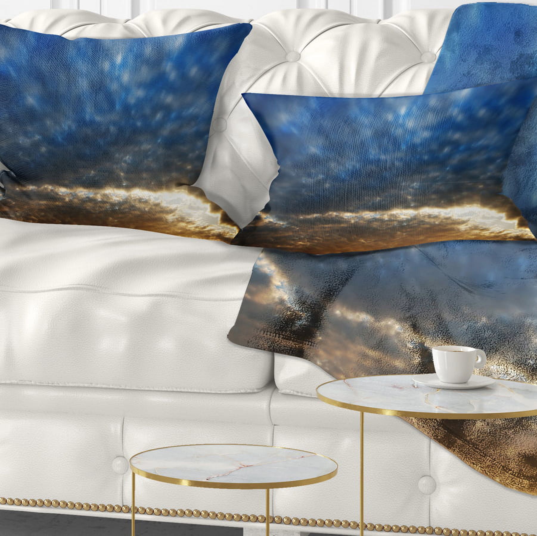 Designart 12" x 20" Blue Polyester Throw Pillow