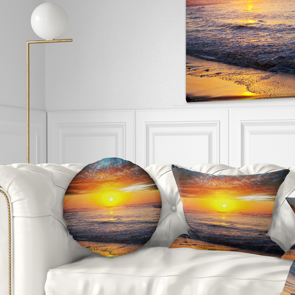 Designart 12" x 20" Blue Polyester Throw Pillow