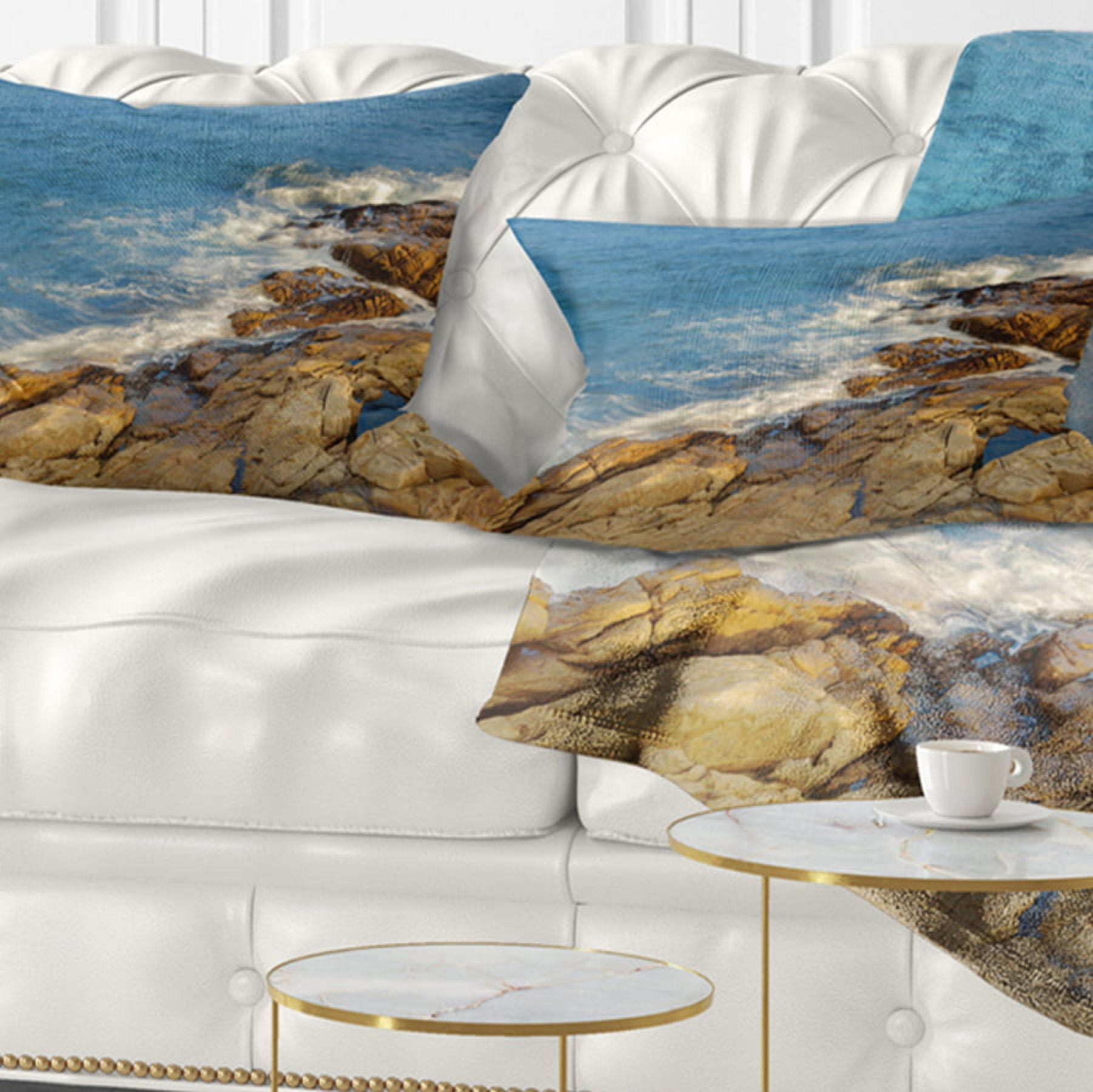 Designart 12" x 20" Blue Polyester Throw Pillow