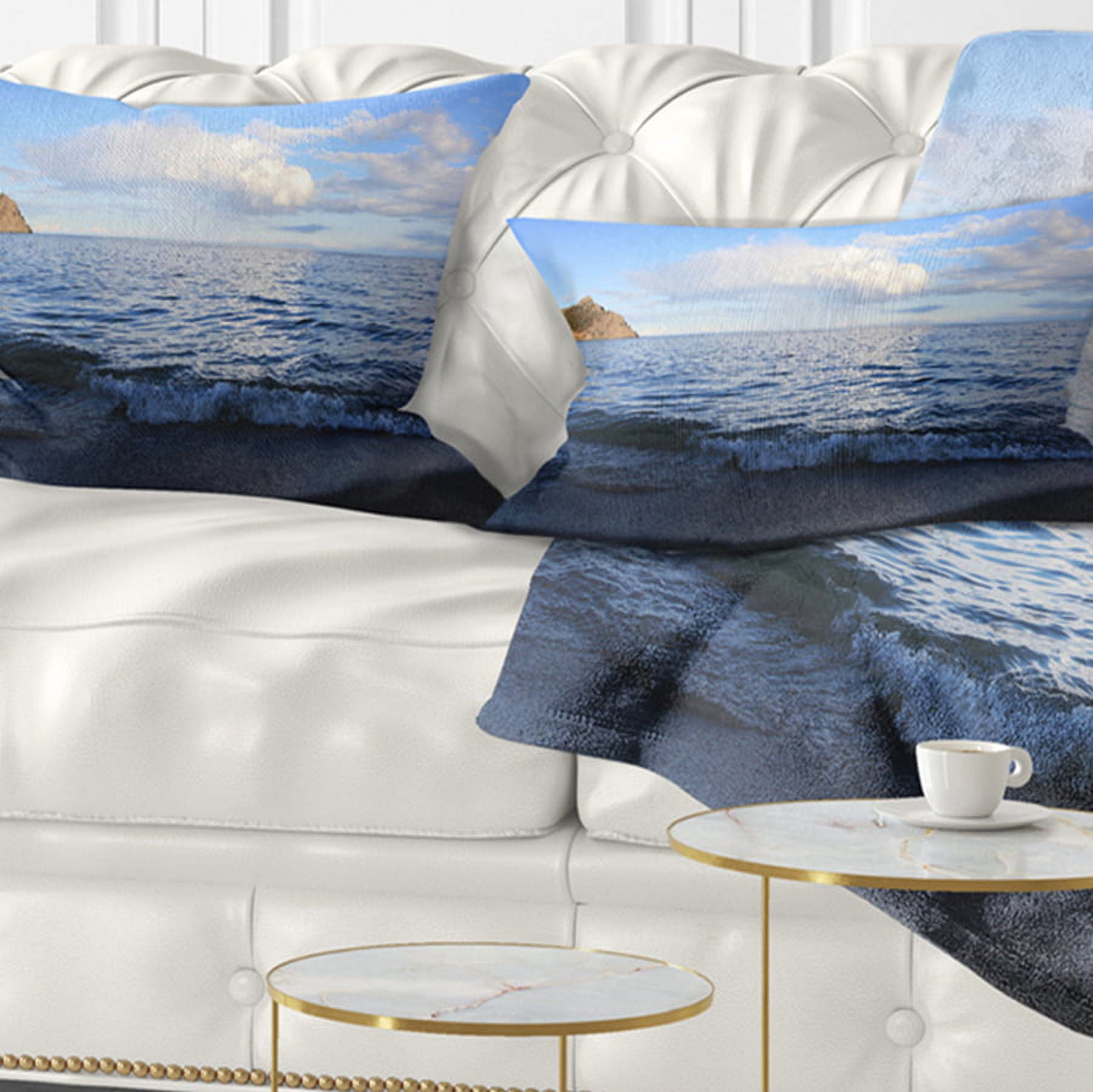 Designart 12" x 20" Blue Polyester Throw Pillow