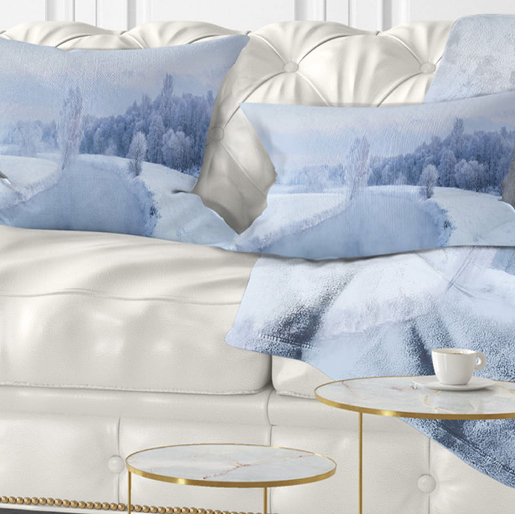 Designart 12" x 20" Blue Polyester Throw Pillow