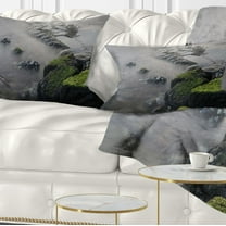 Designart 12" x 20" Blue Polyester Throw Pillow