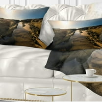 Designart 12" x 20" Blue Polyester Throw Pillow