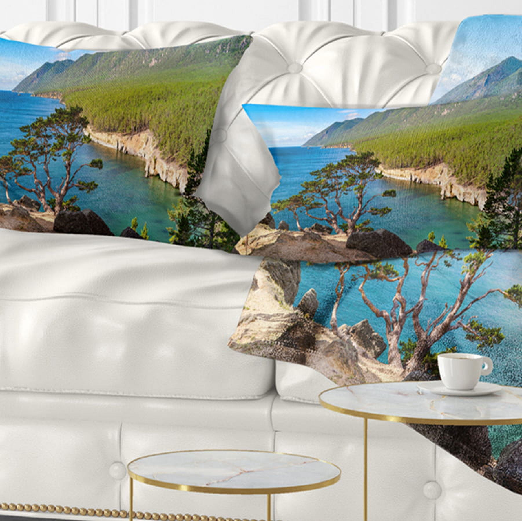 Designart 12" x 20" Blue Polyester Throw Pillow