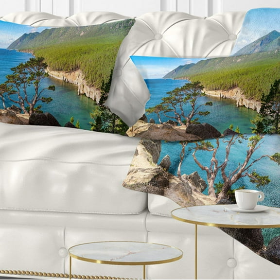 Designart 12" x 20" Blue Polyester Throw Pillow