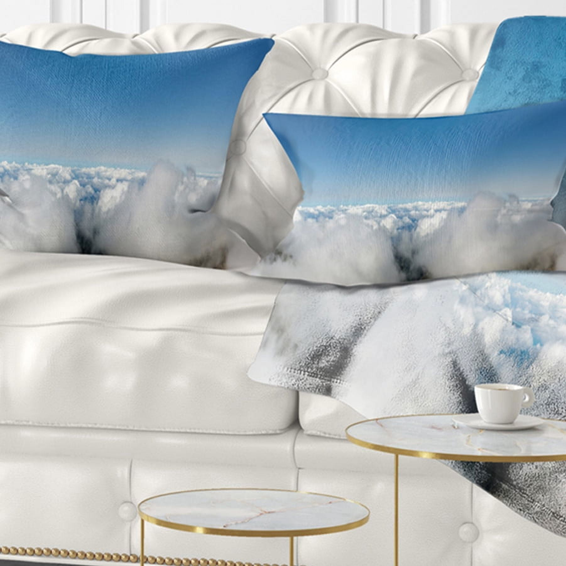 Designart 12" x 20" Blue Polyester Throw Pillow