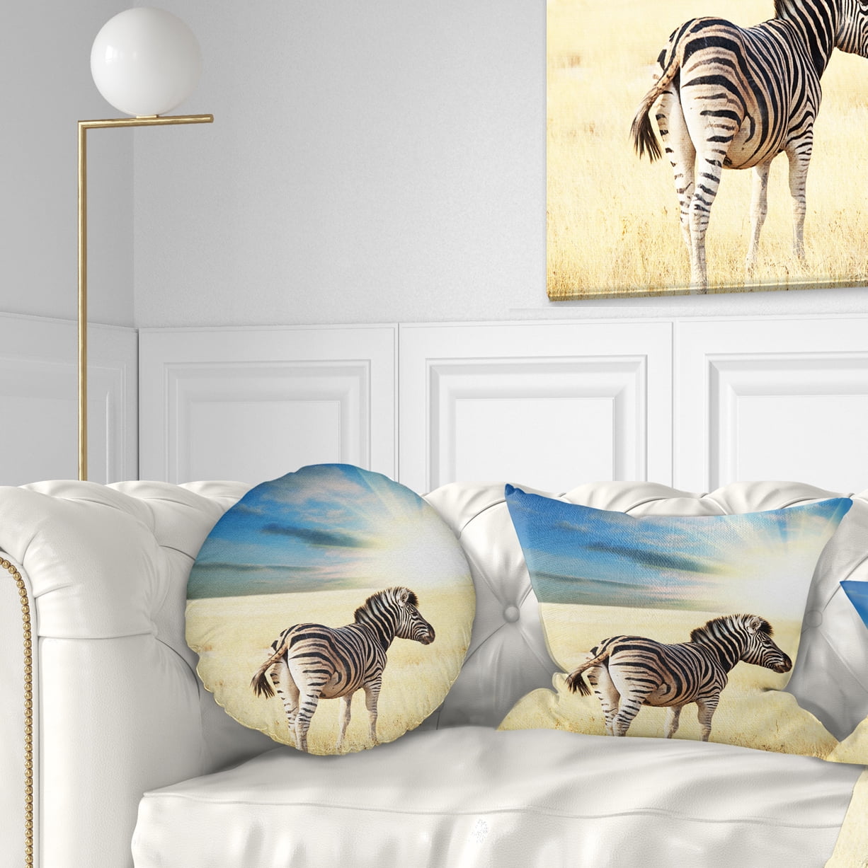 Designart 12" x 20" Blue Polyester Throw Pillow