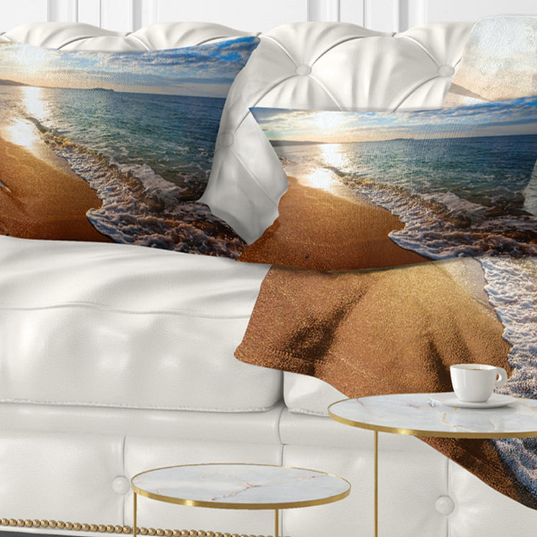 Designart 12" x 20" Blue Polyester Throw Pillow