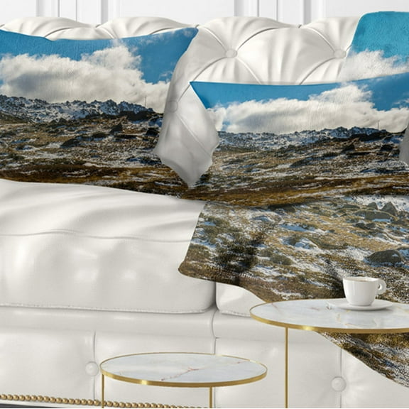 Designart 12" x 20" Blue Polyester Throw Pillow