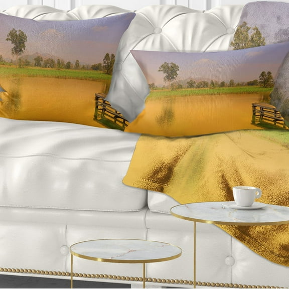 Designart 12" x 20" Blue Polyester Throw Pillow