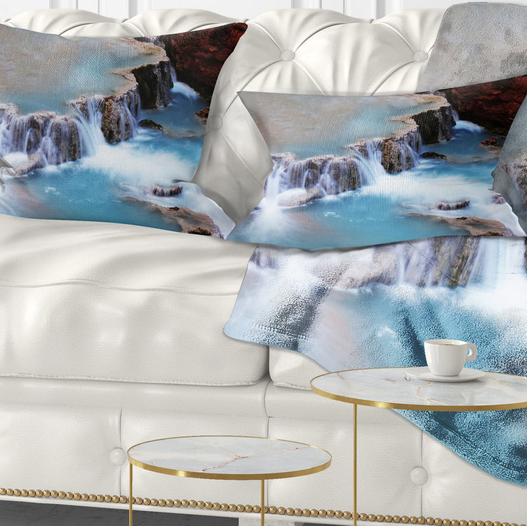 Designart 12" x 20" Blue Polyester Throw Pillow