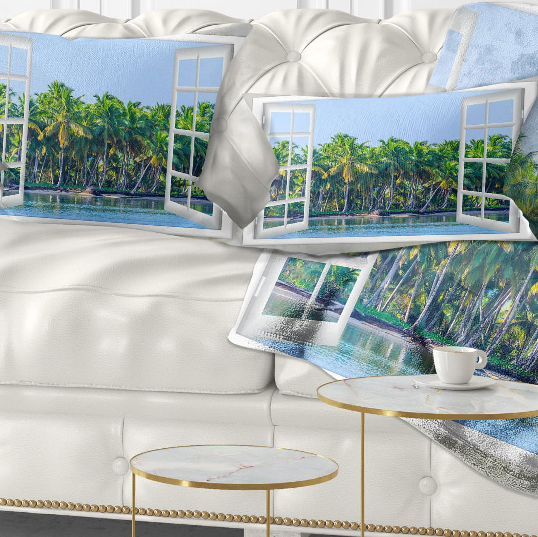 Designart 12" x 20" Blue Polyester Throw Pillow