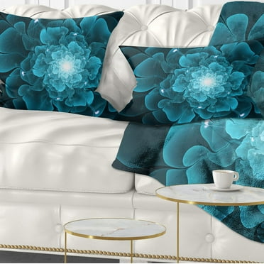 Designart 12" x 20" Blue Polyester Throw Pillow