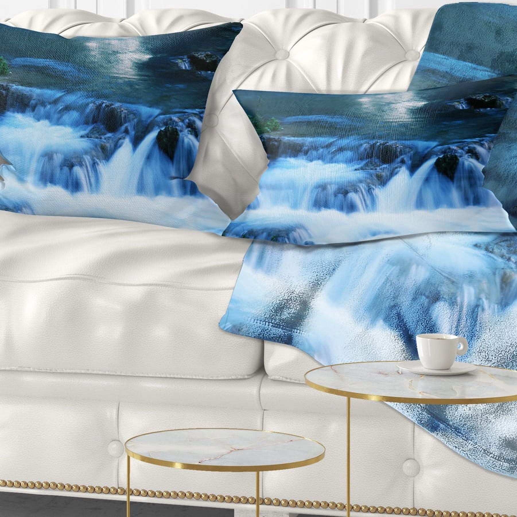 Designart 12" x 20" Blue Polyester Throw Pillow