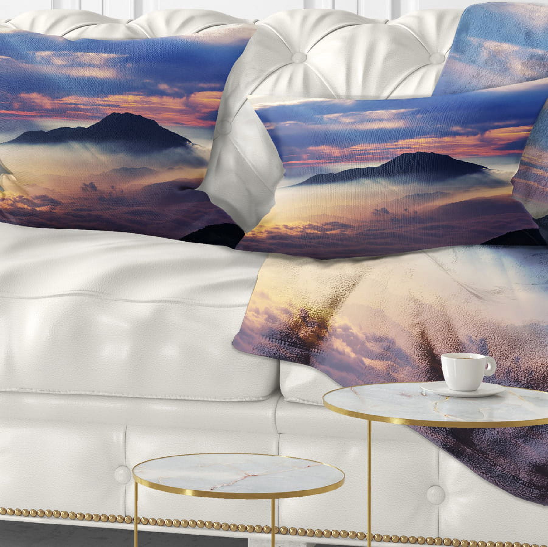 Designart 12" x 20" Blue Polyester Throw Pillow