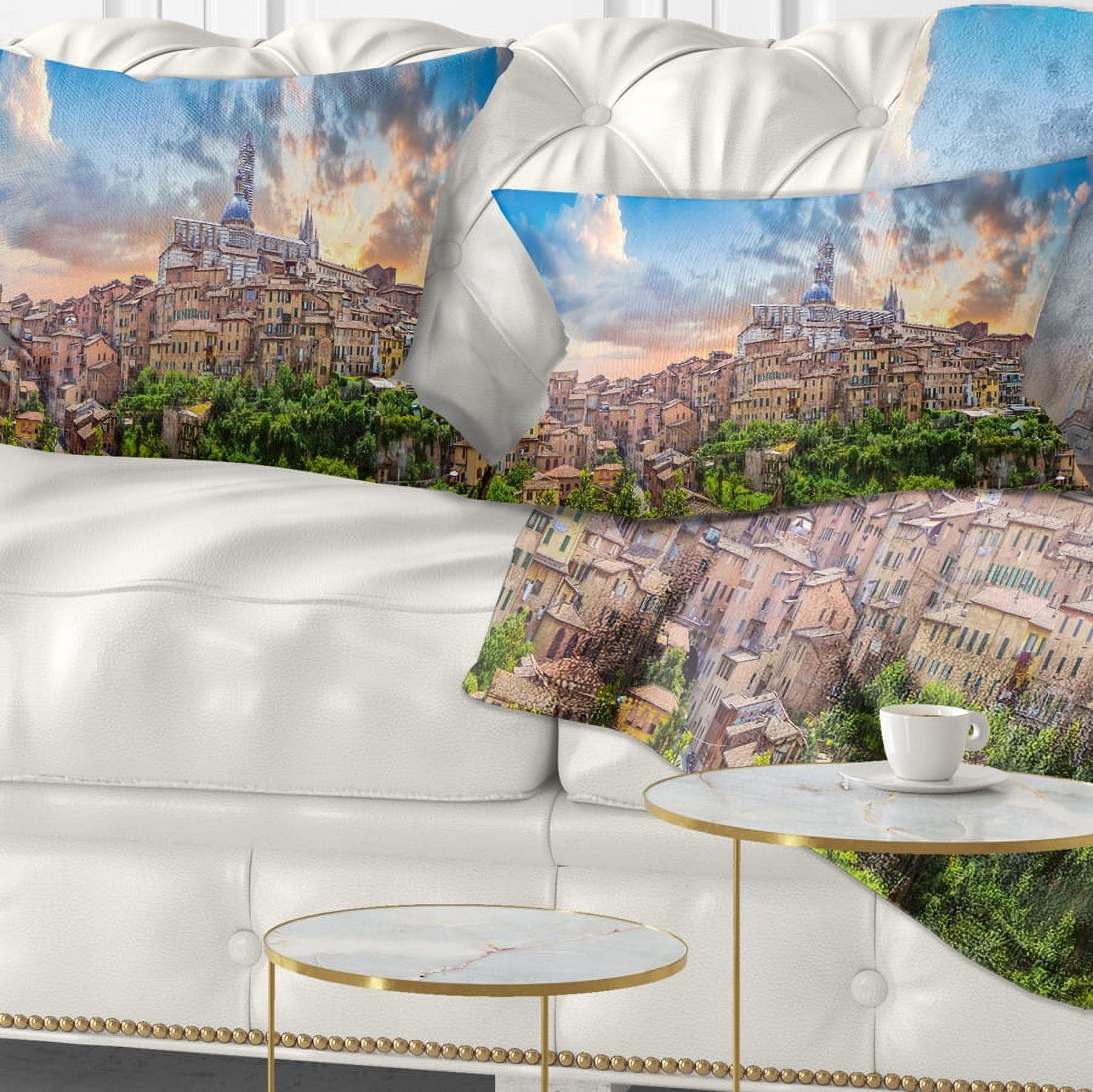 Designart 12" x 20" Blue Polyester Throw Pillow