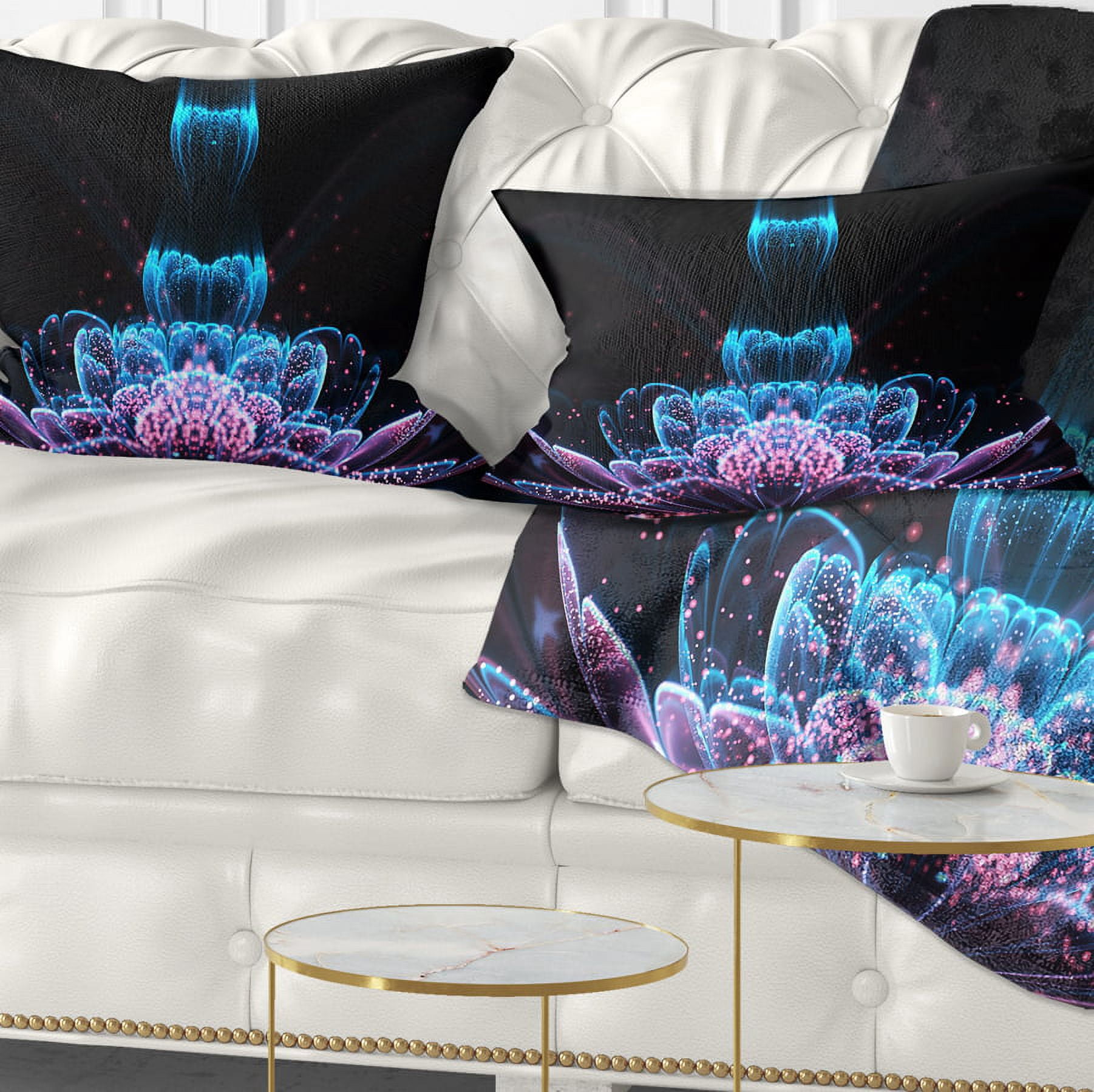 Designart 12" x 20" Blue Polyester Throw Pillow