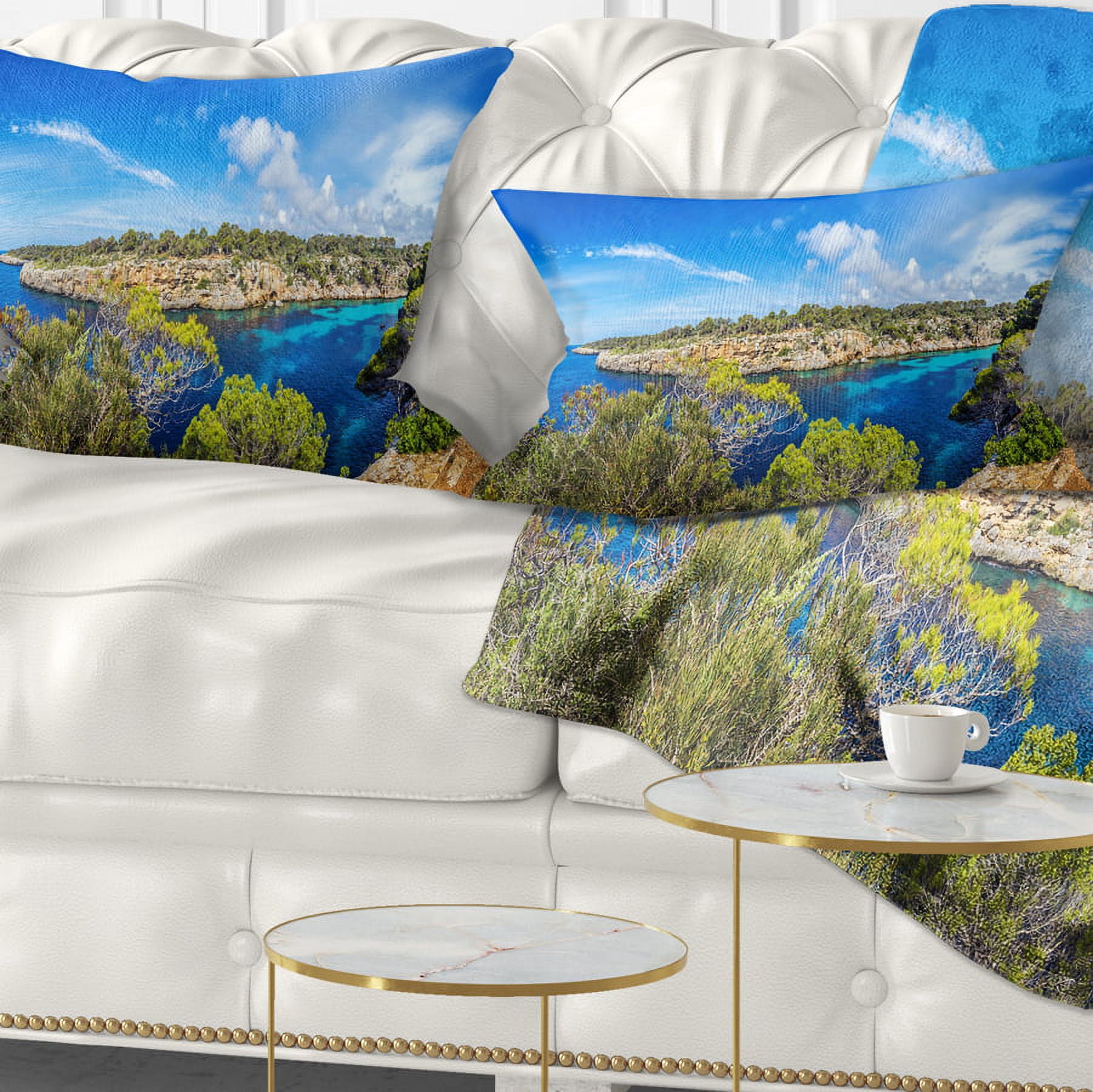 Designart 12" x 20" Blue Polyester Throw Pillow