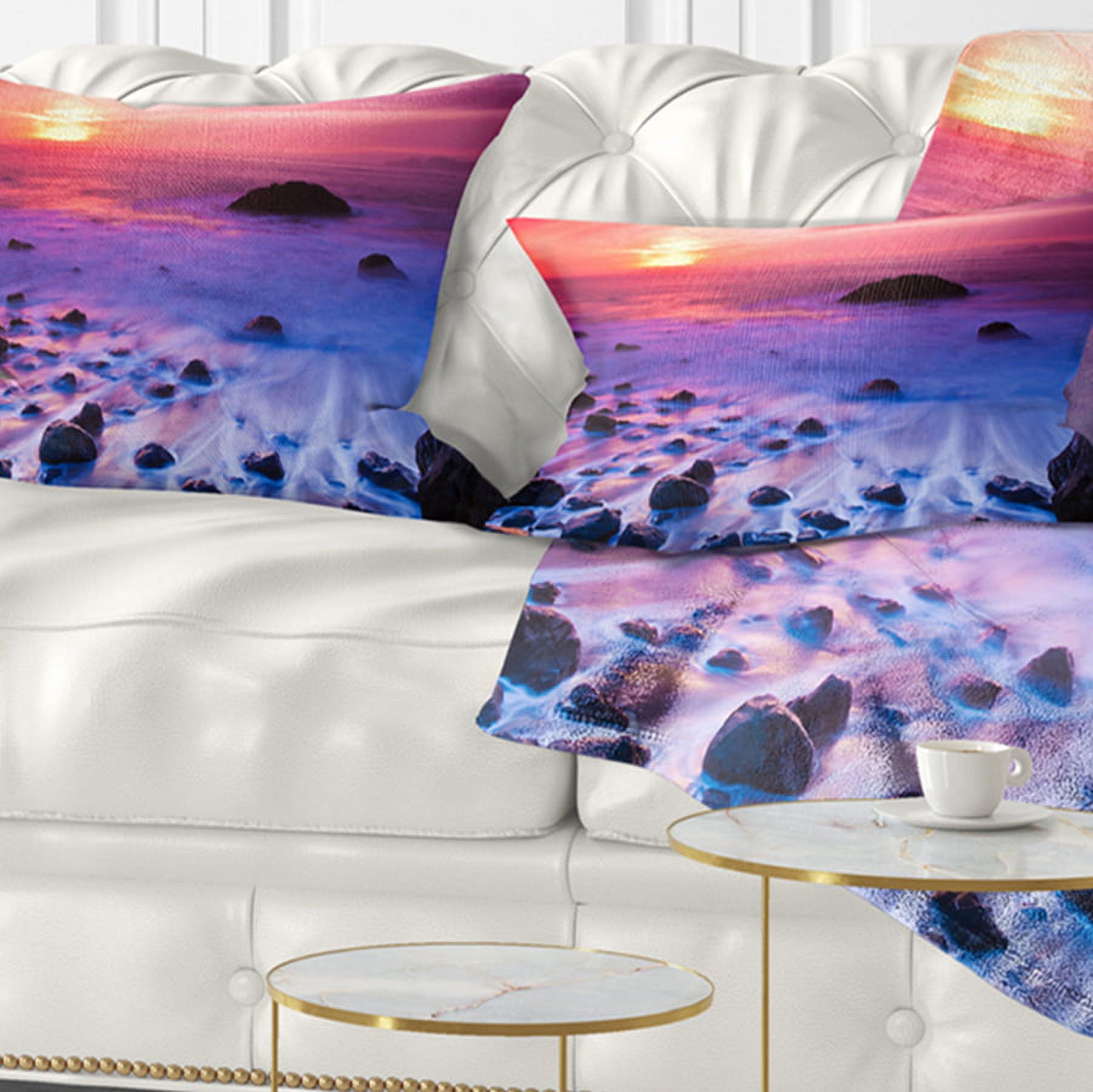 Designart 12" x 20" Blue Polyester Throw Pillow