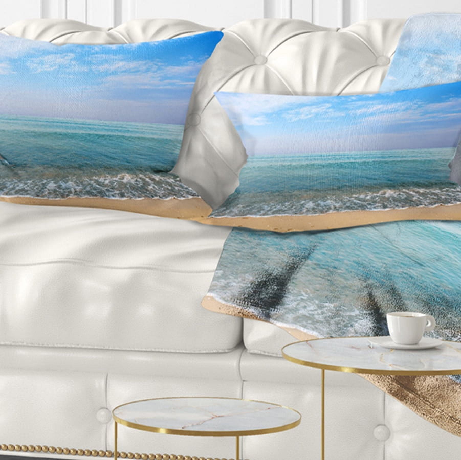 Designart 12" x 20" Blue Polyester Throw Pillow