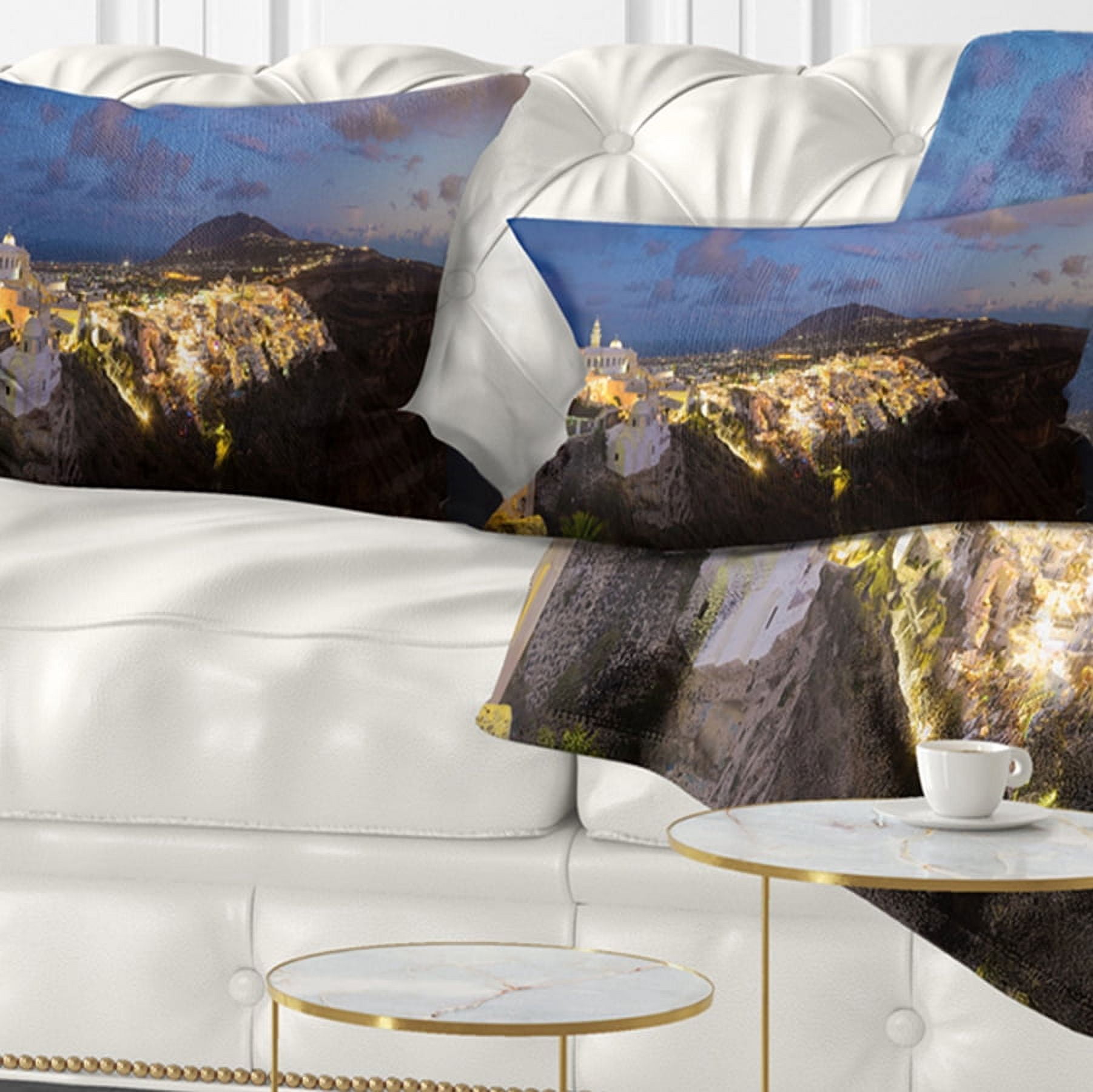 Designart 12" x 20" Blue Polyester Throw Pillow