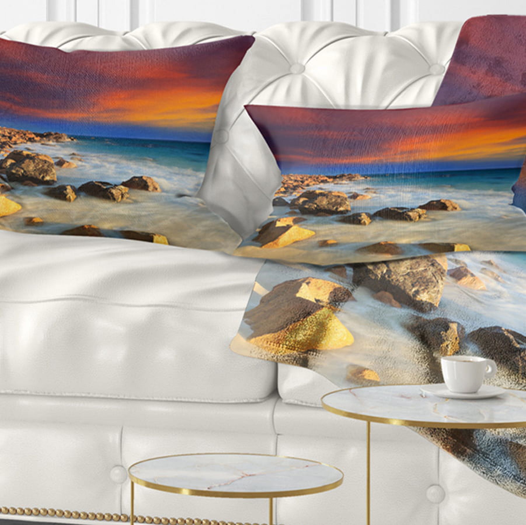 Designart 12" x 20" Blue Polyester Throw Pillow