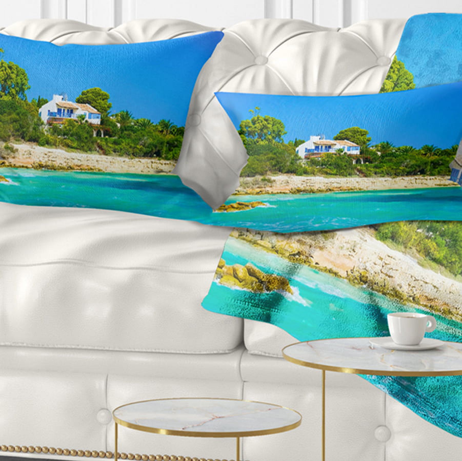 Designart 12" x 20" Blue Polyester Throw Pillow