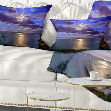 Designart 12" x 20" Blue Polyester Throw Pillow