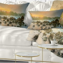 Designart 12" x 20" Blue Polyester Throw Pillow