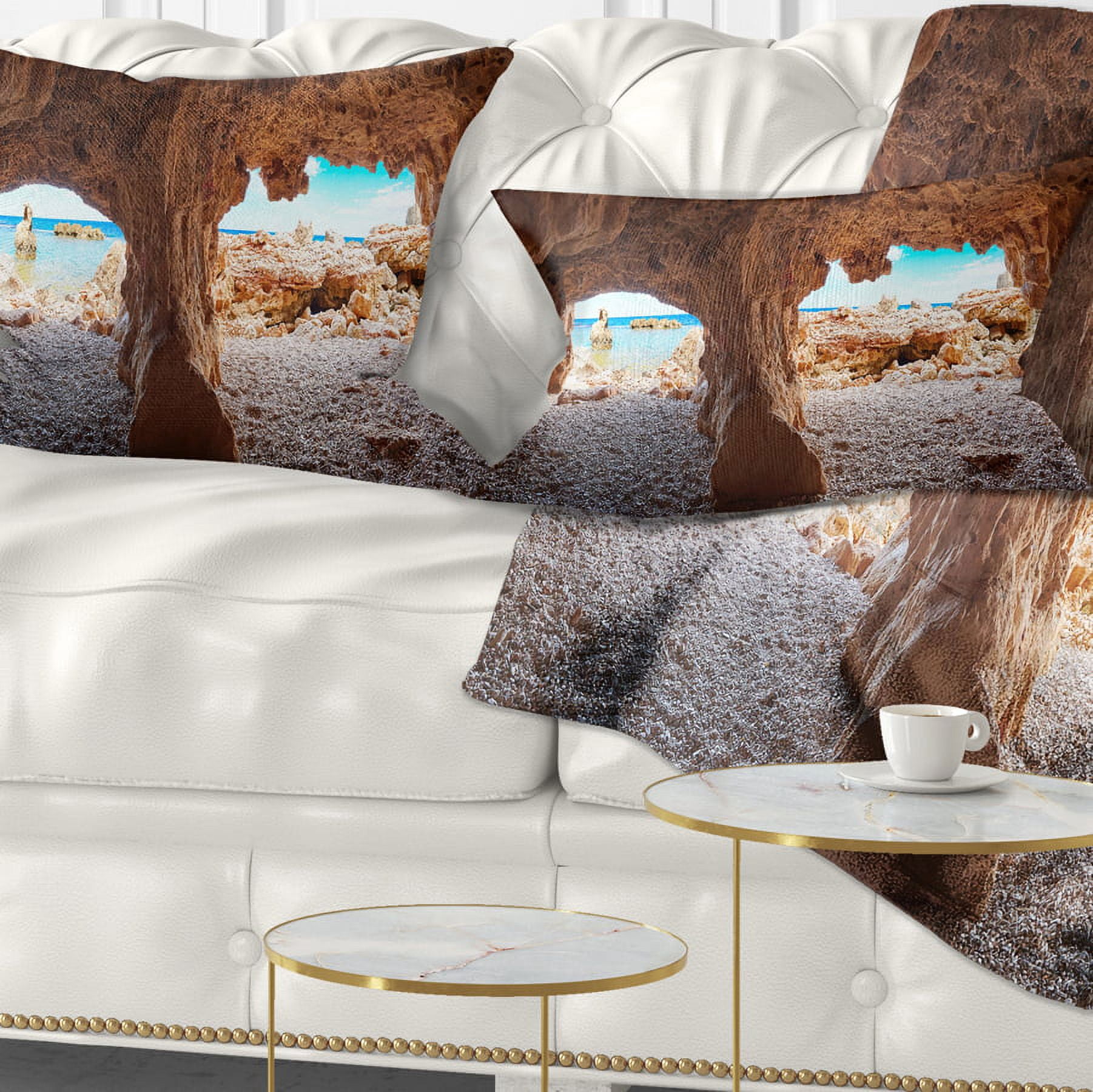 Designart 12" x 20" Blue Polyester Throw Pillow