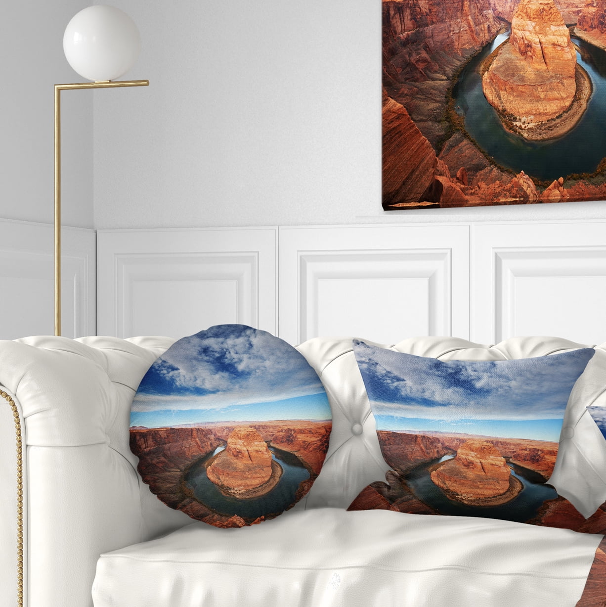 Designart 12" x 20" Blue Polyester Throw Pillow