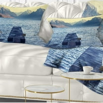 Designart 12" x 20" Blue Polyester Throw Pillow