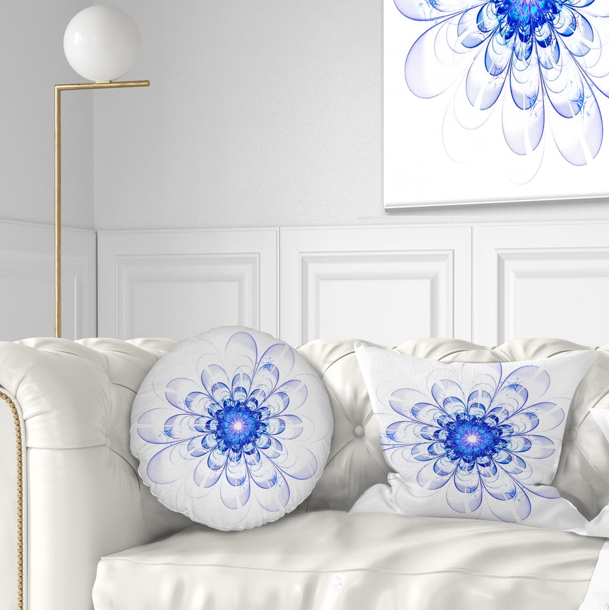 Designart 12" x 20" Blue Polyester Throw Pillow