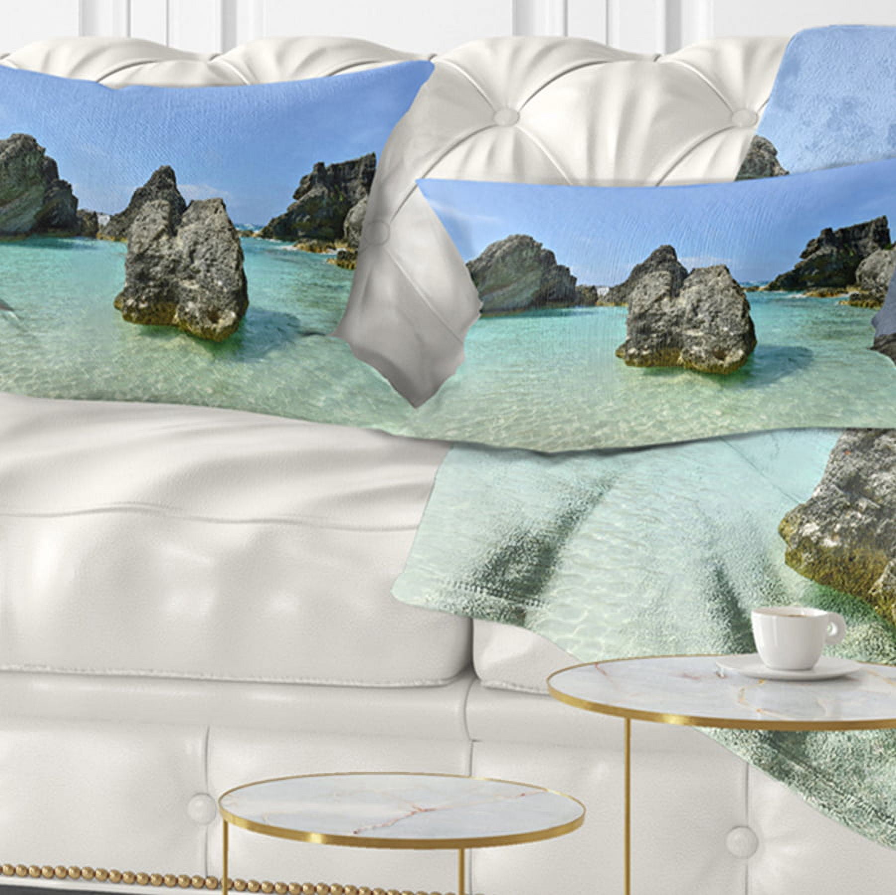 Designart 12" x 20" Blue Polyester Throw Pillow