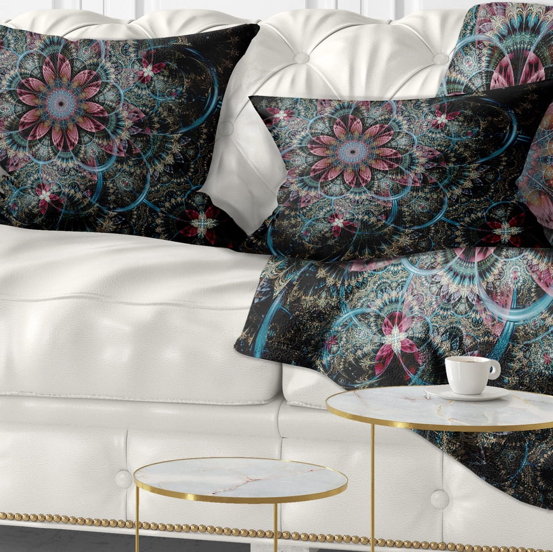 Designart 12" x 20" Blue Polyester Throw Pillow