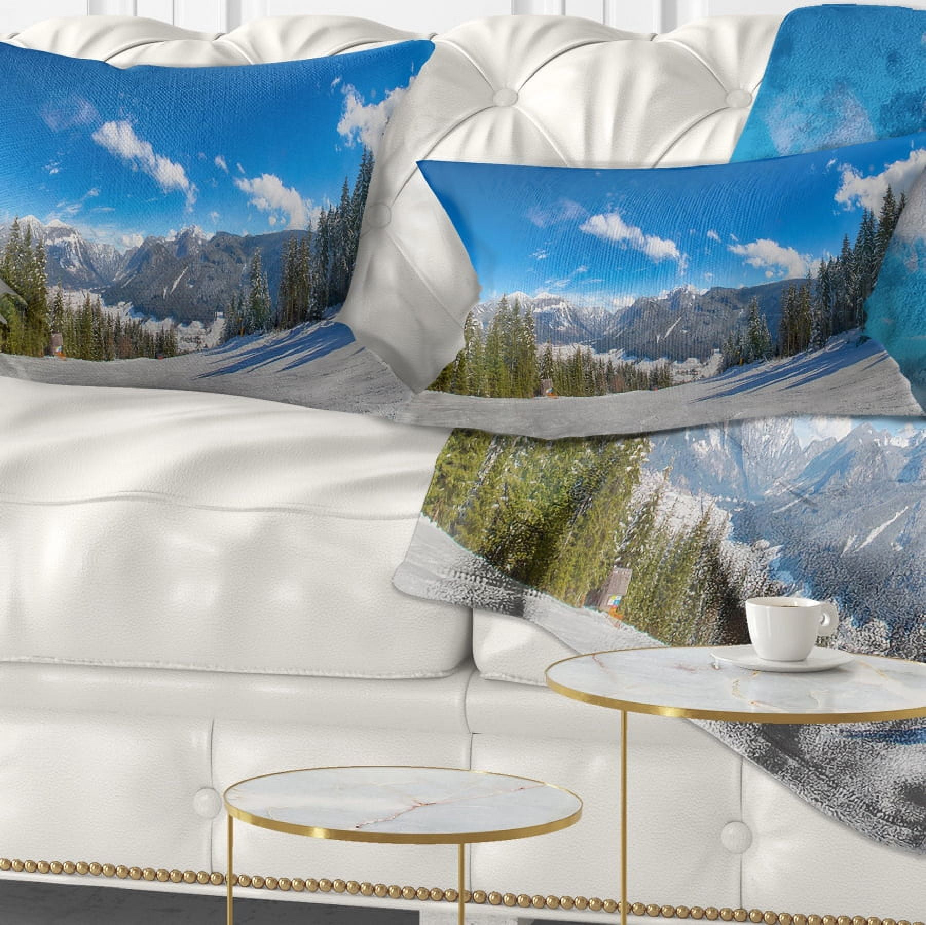 Designart 12" x 20" Blue Polyester Throw Pillow