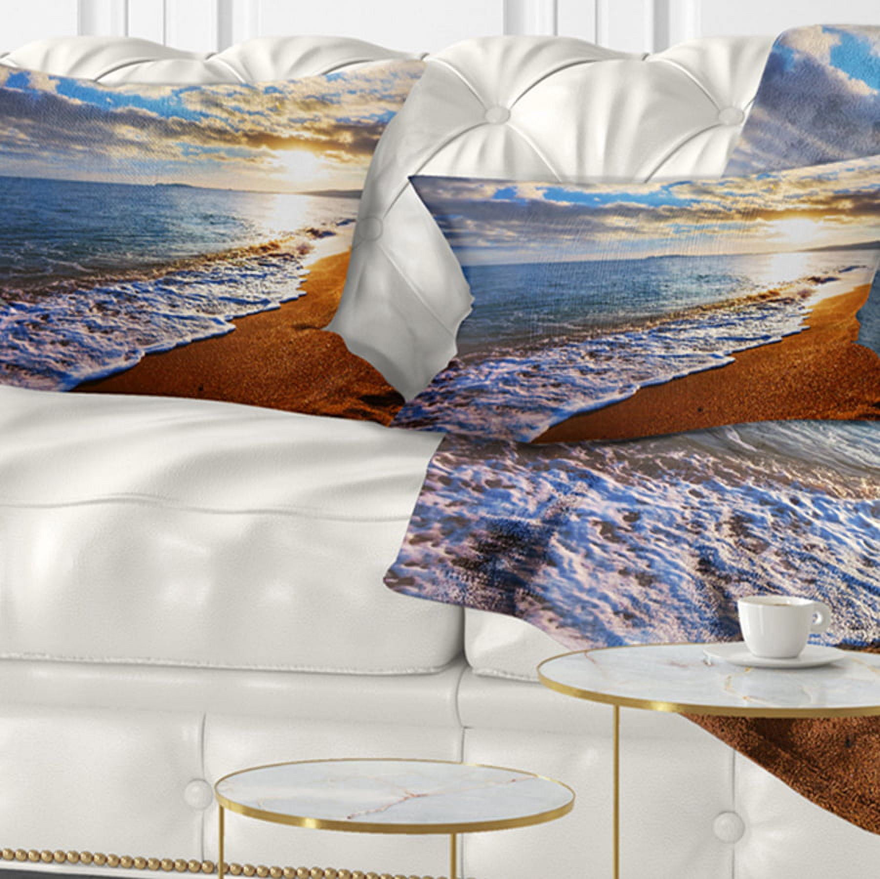 Designart 12" x 20" Blue Polyester Throw Pillow