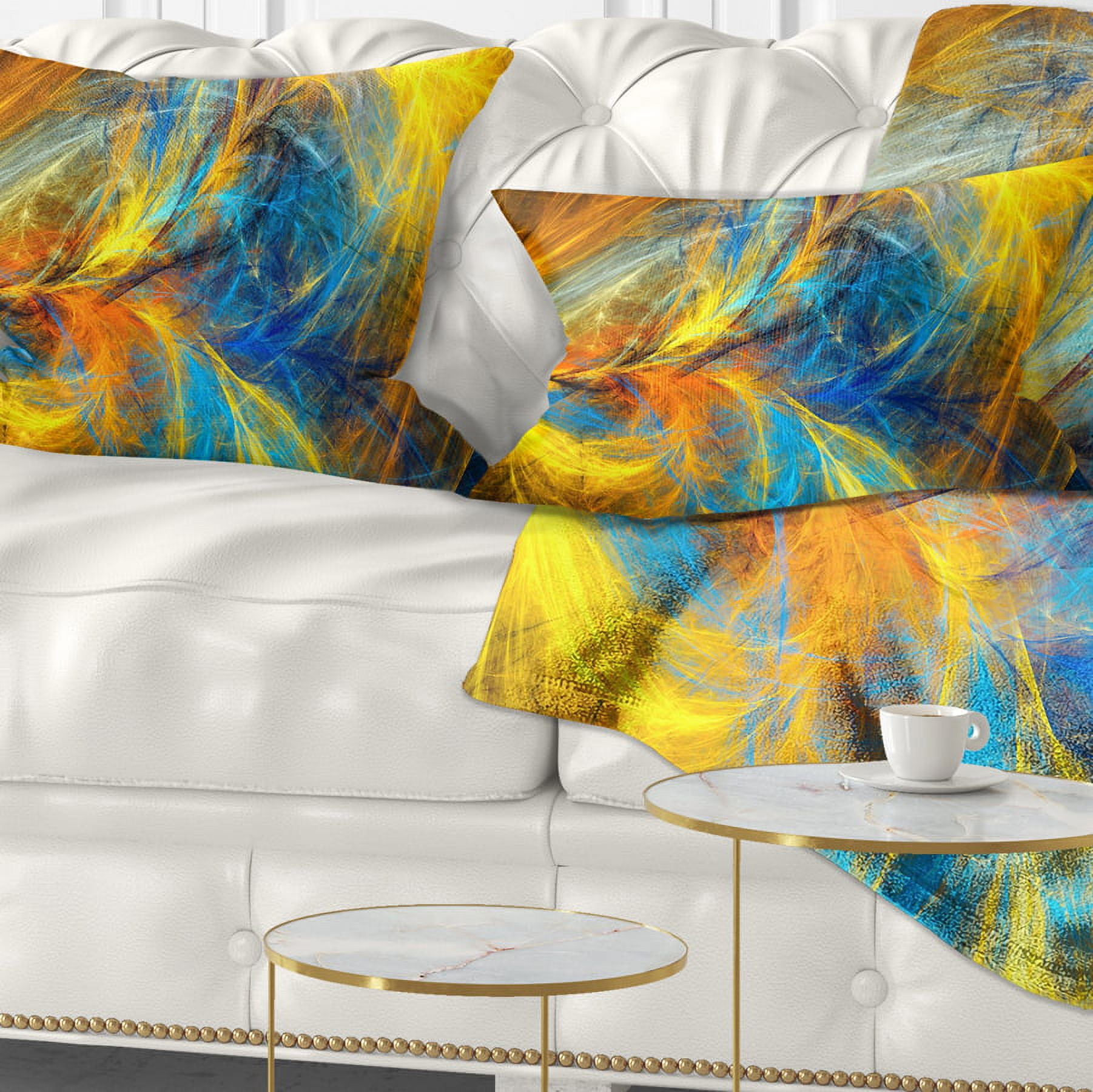 Designart 12" x 20" Blue Polyester Throw Pillow