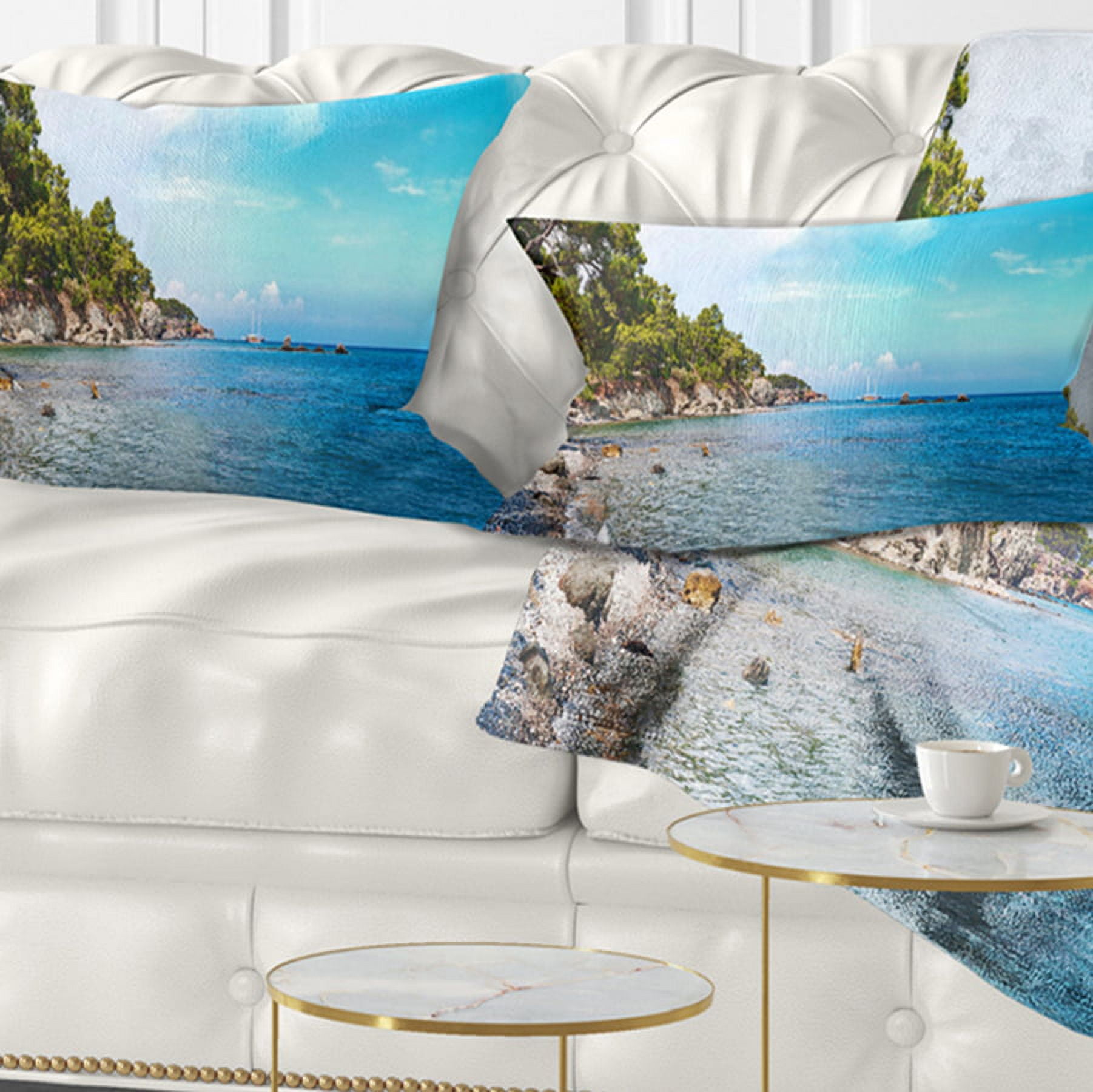 Designart 12" x 20" Blue Polyester Throw Pillow