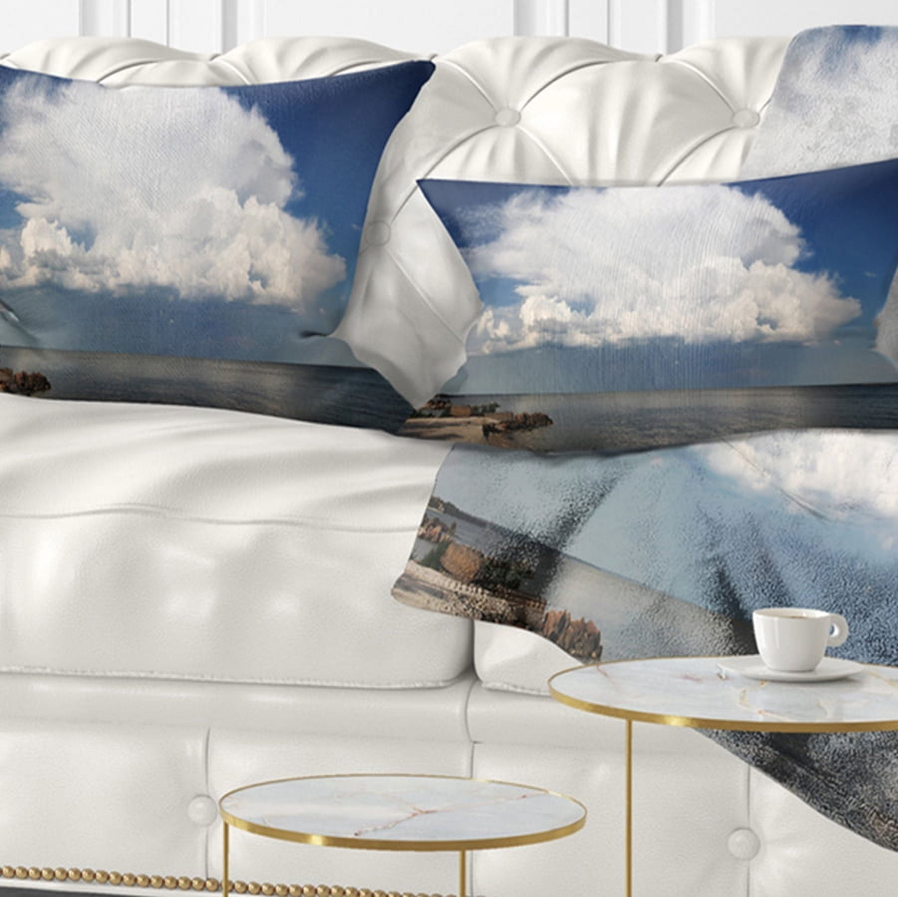 Designart 12" x 20" Blue Polyester Throw Pillow