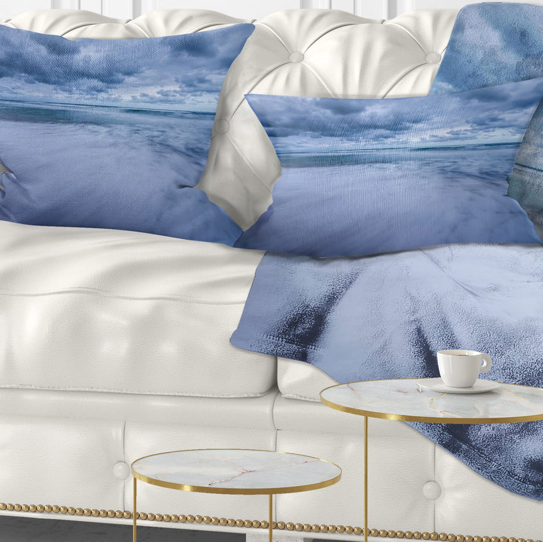 Designart 12" x 20" Blue Polyester Throw Pillow